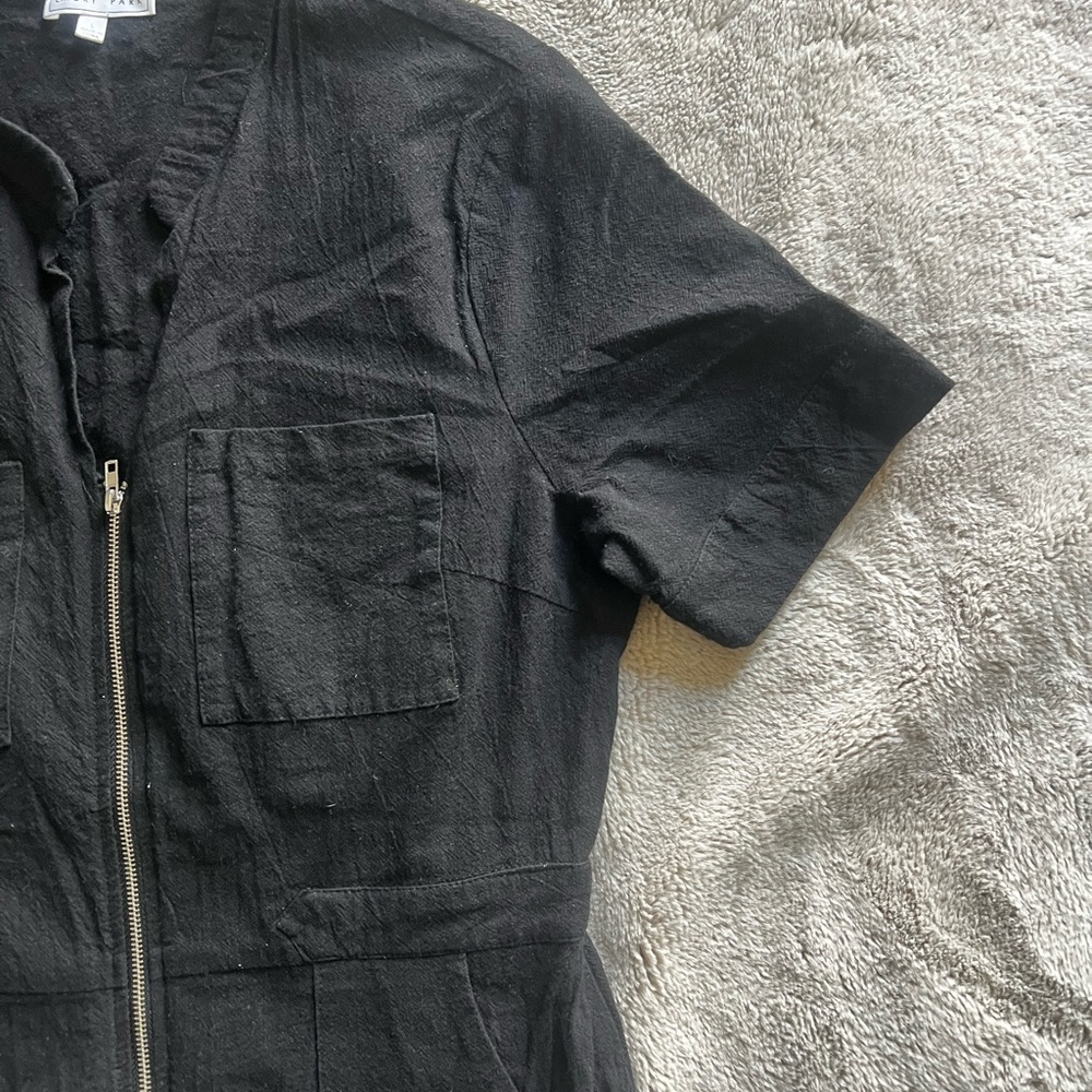 emory park Black Short-Sleeve Zip-Front Jumpsuit - Picture 3 of 6